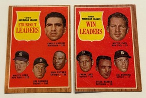 lot 22D image: 1962 Topps AL Strikeout and Win Leaders #57 and #59 Vintage Baseball Cards