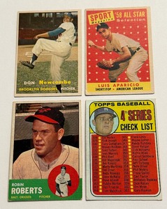 lot 29D image: (4) Vintage Baseball Star Cards 1957-1969 Aparicio, Drysdale, Roberts, Newcombe