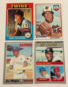 lot 30D image: (4) Vintage Baseball Star Cards 1970-1978 Palmer, Blyleven, Morgan, McCovey, Santo, perez
