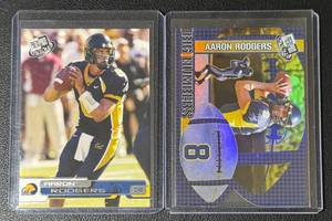 lot 21B image: 2-Card (PackersJetsSteelers) Aaron Rodgers RC Football Card Lot