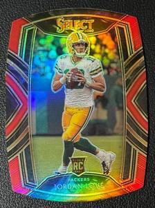 lot 33B image: 2020 Packers Jordan Love Select Die-Cut RC Club Level Red Football Card No. 247