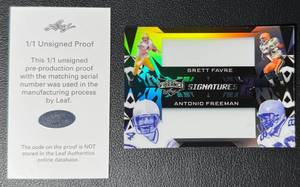 lot 57B image: Leaf Vibrance Packers Brett FavreAntonio Freeman 11 Unsigned Proof Football Card