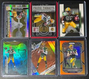 lot 60B image: 6-Card Packers Superstar #d Football Card Lot (Rodgers and Driver)