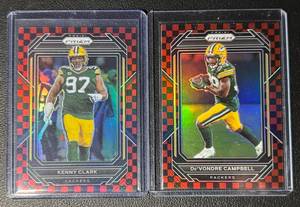 lot 78B image: 2-Card Packers Case Hit SSP Prizm Red Checkerboard Football Card Lot