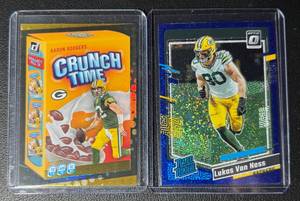 lot 81B image: 2-Card Packers Star Case Hit SSP Aaron Rodgers & LVN Football Card Lot