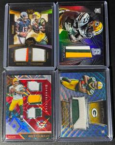 lot 99B image: 4-Card Packers Patch Football Card Lot (Multi-Color)