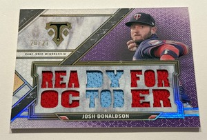 lot 27 image: Josh Donaldson 27 Relic 2021 Topps Triple Threads #TR-JD03 Numbered 2027 Minnesota Twins Baseball Card