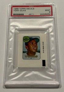 lot 3A image: Tony Oliva PSA 9 Mint 1969 Topps Decals Minnesota Twins Baseball Card