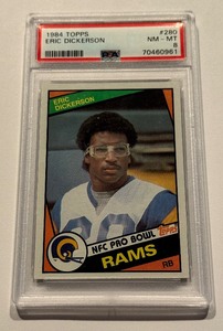 lot 10A image: Eric Dickerson RC PSA 8 NM-MT 1984 Topps #280 Vintage Rookie Football Card