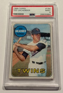 lot 11A image: Td Uhlaender PSA 9 Mint 1969 Topps #194 Vintage Minnesota Twins Baseball Card