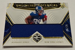 lot 15A image: Kadarius Toney 75 Jumbo Relic RC 2021 Limted Unlimited Potential #UP-KAT Numbered 3675 Rookie Football Card