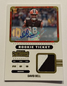 lot 22A image: David Bell RPA 2022 Contenders Rookie Ticker #RTS-DBE Auto Relic Rookie Football Card