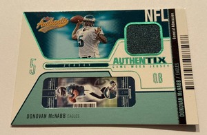 lot 23A image: Donovan McNabb 350 Relic 2004 Fleer Authentix Game-Worn #JA-DM Numbered 026350 Football Card