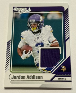 lot 27A image: Jordan Addison Relic2024 Donruss #DTH-JAD Minnesota Vikings Football Card