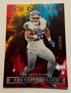 lot 36A image: Saquon Barkley 299 2022 Origins #65 Numbered 129299 Football Card