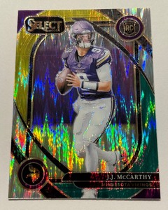 lot 58A image: JJ McCarthy RC Club Level Prizm 2024 Select #246 Rookie Minnesota Vikings Football Card