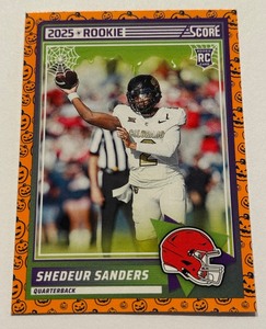lot 70A image: Shedeur Sanders RC Halloweeen Slime 2025 Score #15 Rookie Football Card