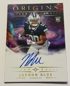 lot 81A image: Jaydon Blue Auto RC 2025 Origins #RA-JBL Rookie Football Card