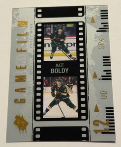 lot 83A image: Matt Boldy 2025 SPx Game Film Insert #GF-1 Minnesota Wild Hockey Card
