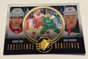 lot 90A image: Kirill Kaprizov  Patrick Kane 2025 SPx Excellence Redefined #EX-7 Minnesota Wild Hockey Card
