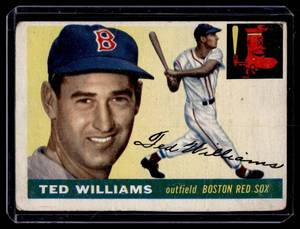 lot 3 image: Ted Williams 1955 Topps #2 Vintage Baseball Card