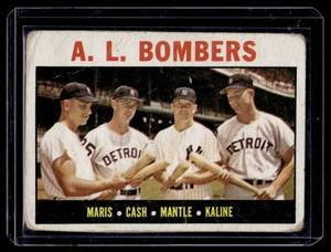 lot 12 image: Mickey Mantle 1964 Topps AL Bombers #331 With Maris, Kaline, Cash Vintage Baseball Card