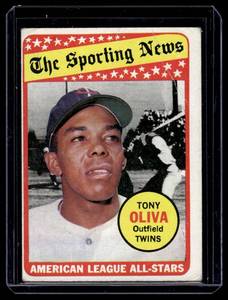 lot 52 image: Tony Oliva 1969 Topps Sporting News #427 Vintage Minnesota Twins Baseball Card