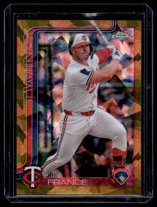 lot 67 image: Ty France 50 Cracked Ice Gold RC 2025 Topps Chrome #228 Numbered 3850 Rookie Minnesota Twins Baseball Card