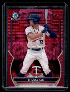 lot 79 image: Brooks Lee Pink Wave Refractor RC 199 2023Powman Chrome #BCP-248 Numbered 143199 Minnesota Twins Rookie Baseball Card
