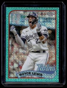 lot 80 image: Royce Lewis 199Aqua Mojo Refractor 2024 Topps Chrome #2T89C-55 Numbered 141199 Minnesota Twins Baseball Card