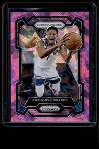 lot 99 image: Anthony Edwards Pink Cracked Ice Prizm 2024 #108 Minnesota Timberwolves Basketball Card