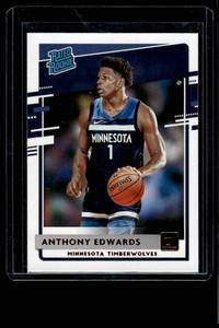 lot 115 image: Anthony Edwards RC 2021 Donruss #210 Rated Rookie Minnesota Timberwolves Basketball Card