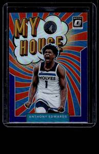 lot 122 image: Anthony Edwards My House Insert 2022 Donruss Optic Prizm #9 Minnesota Timberwolves Basketball Card