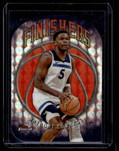 lot 123 image: Anthony Edwards Finishers Insert Refractor Die Cut 2025 Topps Finest #F-4 Minnesota Timberwolves Basketball Card