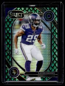 lot 126 image: Xavier Rhodes Rare Dragon Scales 81  2024 Select Prizm #201 Numbered 4881 Minnesota Vikings Football Card