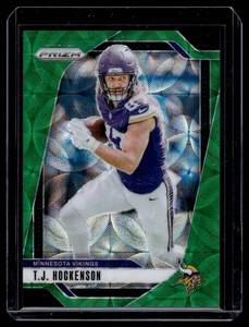 lot 130 image: TJ Hockenson 75 Green 2024 Prizm #188 Nubered 3675 Minnesota Vikings Football Card