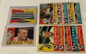 lot 151 image: 1960 New York Yankees 12 Card Lot w Roger maris #377 Vintage Baseball