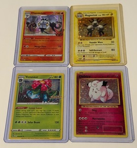 lot 147 image: (4) Holo Pokemon Cards Magneton, Chandelure, Clafairt, Venusaur