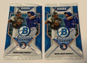 lot 157 image: 2 Packs 2021 Bowman Chrome Baseball Cards