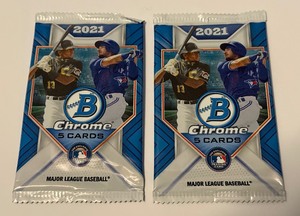 lot 158 image: 2 Packs 2021 Bowman Chrome Baseball Cards