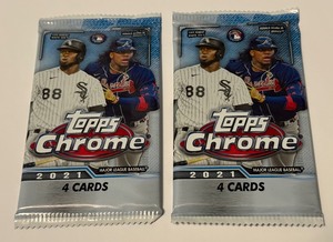 lot 170 image: 2 Packs 2021 Topps Chrome Baseball Cards