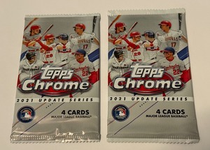 lot 190 image: 2 Packs 2021 Topps Chrome Update Series Baseball Cards