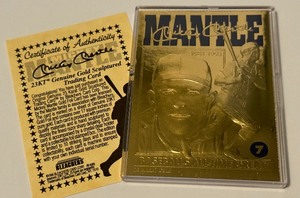 lot 178 image: Mickey Mantle 23kt Gold Limited Edition Baseball Card