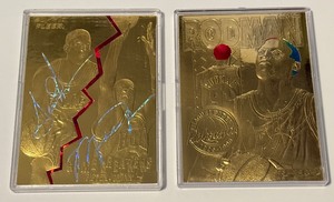 lot 184 image: Michael Jordan  Scottie Pippen  Dennis Rodman 23kt Gold Limited Edition Chicago Bulls Basketball Cards