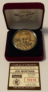 lot 186 image: Joe Montana Bronze Mint Coin Collection Football Medallion
