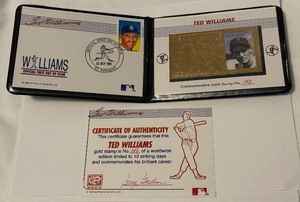 lot 188 image: Ted Williams Limited Edition Gold Stamp St. Vincent Baseball Card
