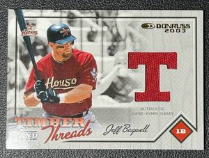 lot 103B image: Jeff Bagwell 500 Game-Worn Jersey Relic 2023 Donruss Timber and Threads #TT30 Numbered 273500 Baseball Card