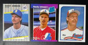 lot 121B image: Randy Johnson 3 Rookie Baseball Card Lot