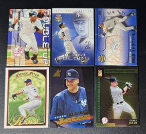 lot 157B image: Derek Jeter Jr. 6 Card Insert Baseball Lot