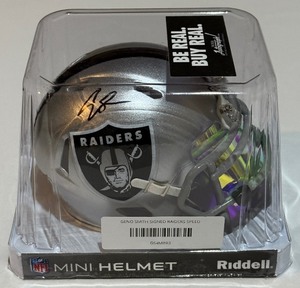 lot 25B image: Geno Smith Signed With Beckett COA Oakland Raiders Mini Football Helmet